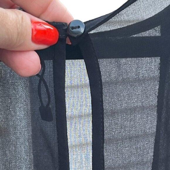 ZARA NWOT Chiffon Ruffled Black Mini Dress Long Sleeve Round Neck Size Medium - Picture 14 of 14